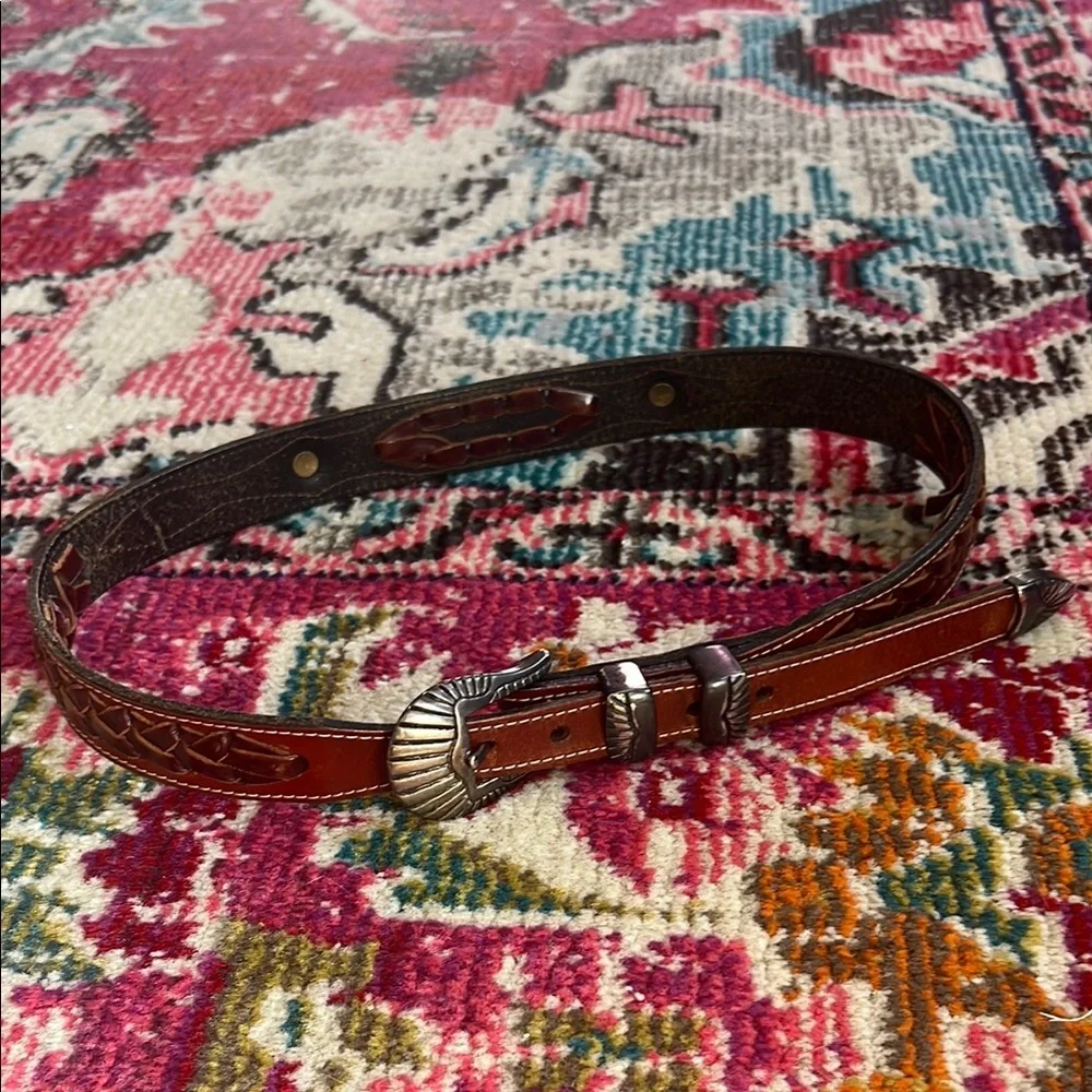 Vintage Braided Leather Buffalo Nickel Belt SMALL